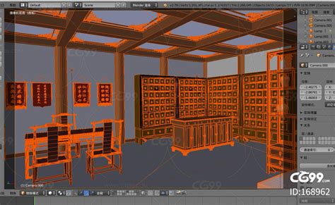 漫画场景 卡通场景 中式建筑 古代医馆 中医馆 按摩床 药柜-cg模型免费下载-CG99