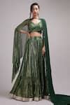 Buy Green Brocade, Georgette Cut Madelief Shimmer Embroidered Lehenga ...