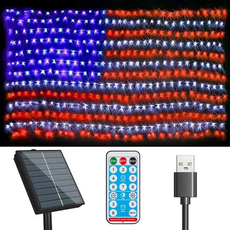 MZD8391 Solar American US Flag Lights [Solar & USB 2 Power India | Ubuy