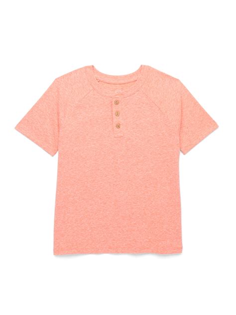 Wonder Nation Boys Henley Shirt with Short Sleeves, Cotton Blend, Sizes ...