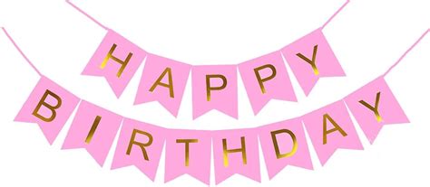 Buy SALAUNIER Pink Happy Birthday Bunting Banner with Shiny ...