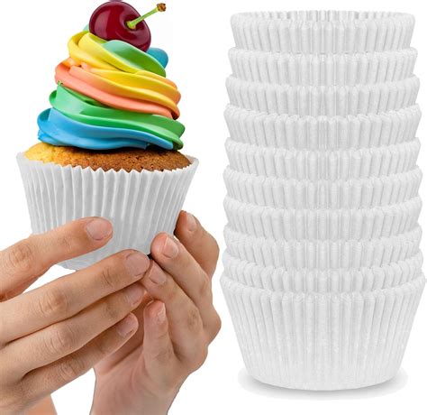 Amazon.com: Cupcake Liners for Baking – White Jumbo Muffin Liners ...
