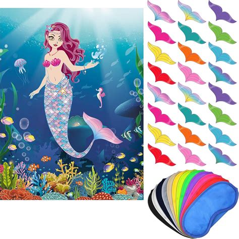 Buy Pin The Tail On The Mermaid Party Game, Mermaid Game Poster Come ...