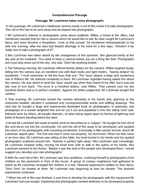 Comprehension Passage Examples 的图像结果