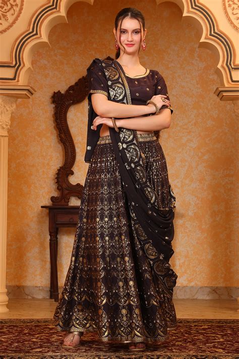 Buy Black Abstract Printed Tape Embellished Straight Crop Top, Skirt ...