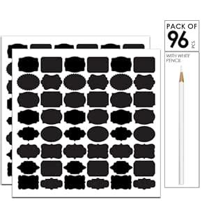 Pack of 96 Waterproof Stickers for Kitchen, Home, Office and Craft, Jar ...