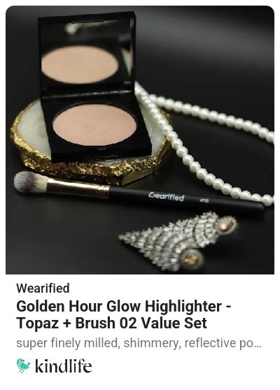 Wearified: Golden Hour Glow Highlighter - Topaz + Brush 02 Value Set
