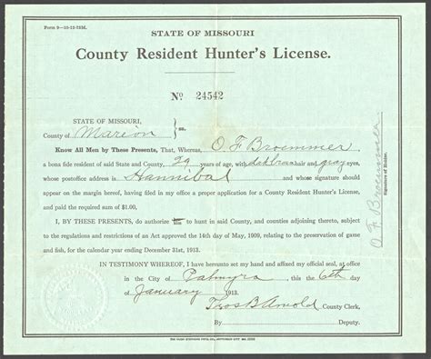 1906 - 1938 Missouri Hunting & Fishing Licenses - Waterfowl Stamps and More