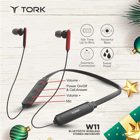 TORK W11 Neckband - 60H Playback, Deep Bass, Bluetooth v5.2 – BNewmobiles