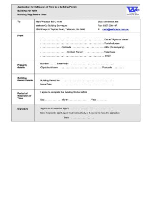 Fillable Online Application for Extension of Time to a Building Permit ...