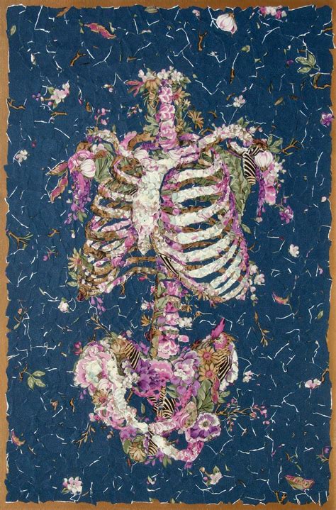 Contemporary wallpaper collage artwork of skulls, skeletons, eyes, feet ...