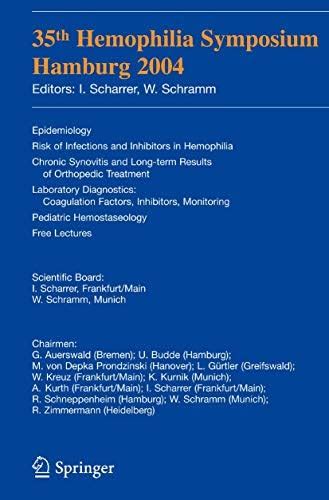 Buy 35th Hemophilia Symposium Hamburg 2004: Epidemiology, Risk of ...