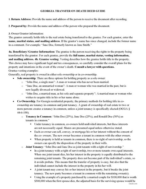 Dekalb County Transfer on Death Deed Form | Georgia | Deeds.com