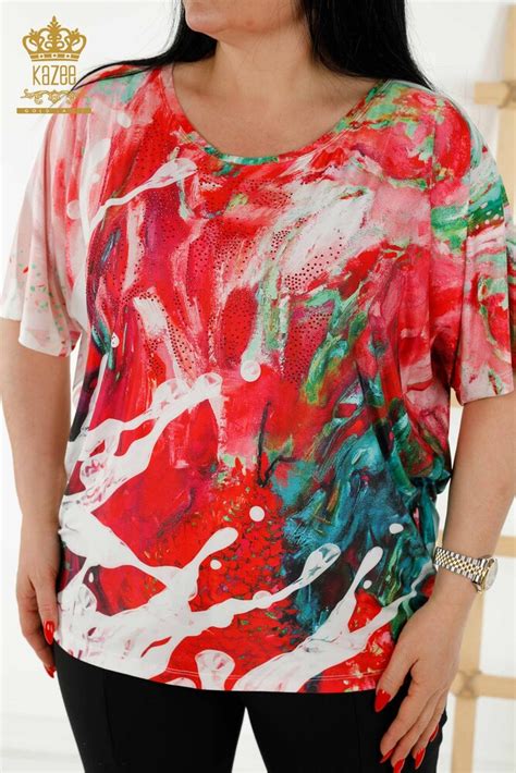 Venta al por mayor Blusa de Mujer - Piedra Bordada - Roja - 77000 | kazee