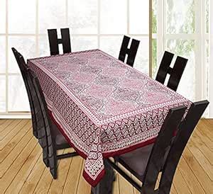 Buy Texstylers 200 TC Floral Printed Cotton 6 Seater Table Cover (Brown ...