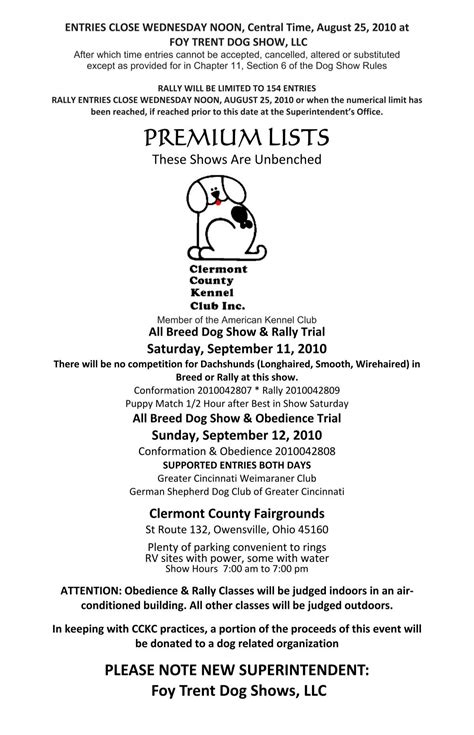 Premium List - Foy Trent Dog Shows