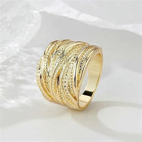 Retro Double Gold Texture rings – Viexta