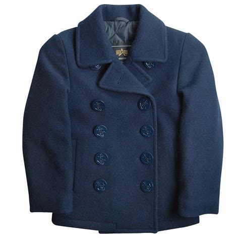 Buy Alpha Industries Big Boys' Classic USN Pea Coat, Navy, Small/8 at ...