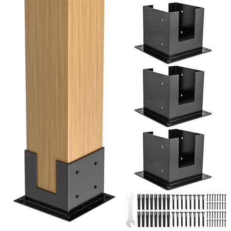 Sturdy 6x6 Deck Post Base | Glossy Black Steel Flange