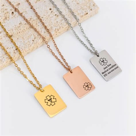 Medical Alert Necklace for Women, Custom Life Saving Laser Engraved ID ...