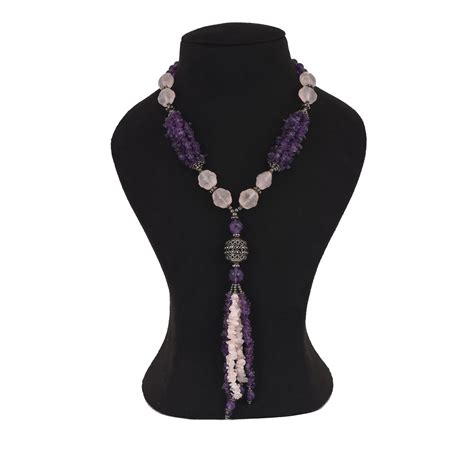 Amethyst Rose Quartz Uncut Beads Necklace – Bauble Lane
