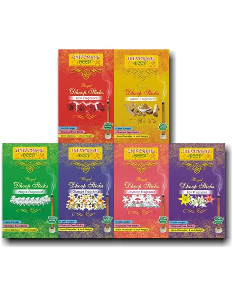 Universal Deep Dhoop Sticks 6in1 Fragrance Pack (Set of 12 Boxes with ...
