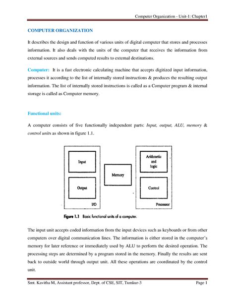 CO Unit-1 Chapter-1 - computer orginization - COMPUTER ORGANIZATION It ...