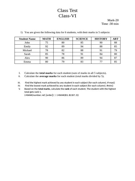 Image result for Microsoft Exel Test Examples Writting On a Paper Example