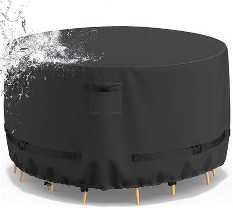 Niminex Round Outdoor Table Cover Waterproof, 600D Heavy Duty Tear ...
