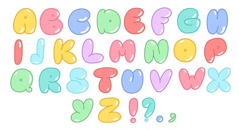 Multi-colored alphabet in bubble style, letters and symbols, a modern ...