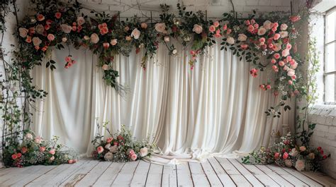The wedding background and room for studio photos are filled with ...