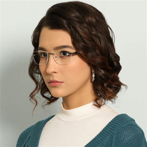 Gunmetal Blue Maroon Rimless Rectangle Lenskart Air Flex LA VC E11788 ...