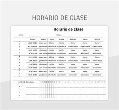 Plantilla de Excel Horario De Clase y Hoja de Cálculo de Google para ...