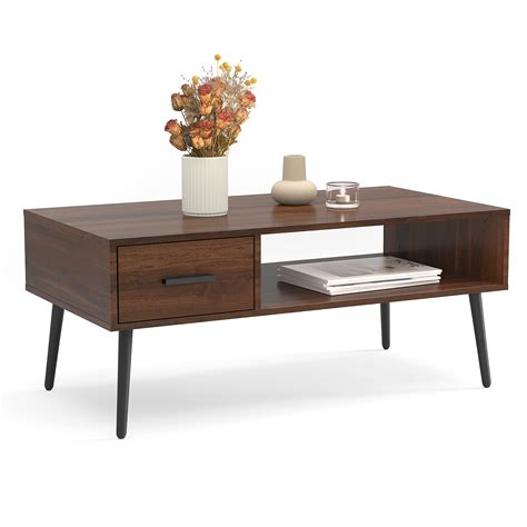 HAIOOU Coffee Table, Mid Century Modern Style Cocktail Table TV Stand ...