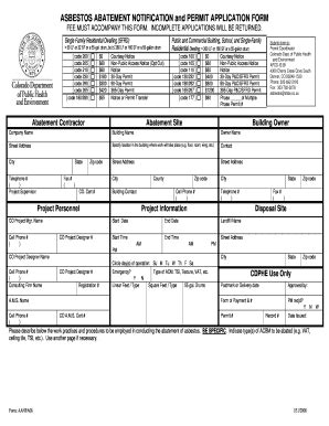 Fillable Online pueblo Asbestos ABATEMENT Notification and Permit ...