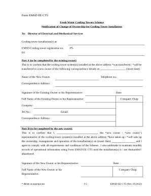 EMSD EE CT5 - Fresh Water Cooling Towers Scheme Doc Template | pdfFiller