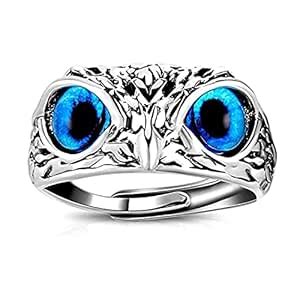 Buy Aarohi jewells Owl face Design Blue Eyes Adjustable Unisex Finger ...