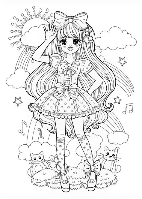 Anime Girl Coloring Pages Hard