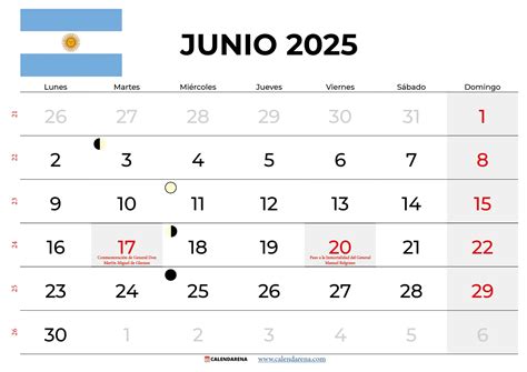 Calendario Junio 2025 Argentina