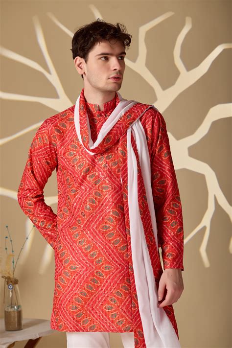 Bright Orange Bandhani Printed SHORT Kurta+Dupatta+pant set – Avnikk ...