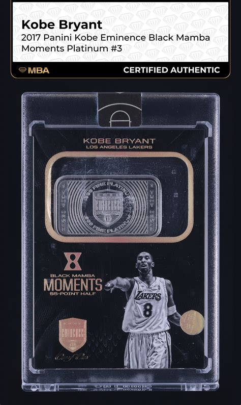 Kobe Bryant 2017 Kobe Eminence #19 Black Mamba Moments - Platinum /1 ...