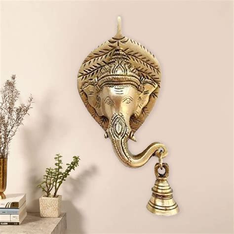 Buy Mla's Decor Elephant Face Wall & Door Brass Decorative Bell Pair ...