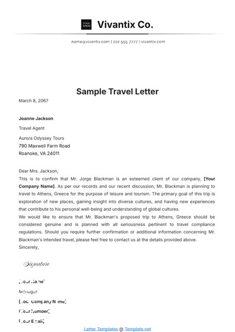 Travel Letter Template - prntbl.concejomunicipaldechinu.gov.co