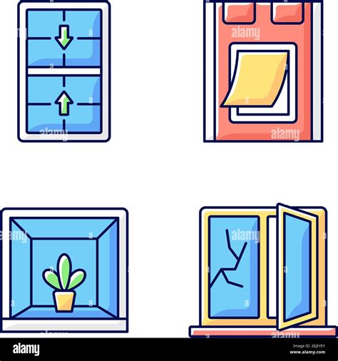 Installing windows and doors RGB color icons set Stock Vector Image ...