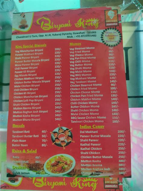 Menu at Biryani King, Guwahati