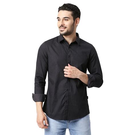 Being Human Slim Fit Men Collared Shirts-Dk.Grey