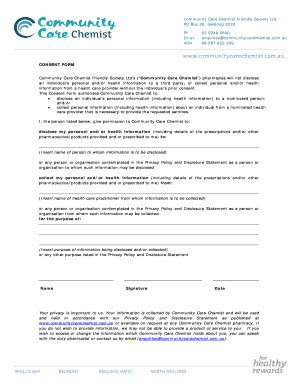 Fillable Online P1A - CCC Consent Disclosure Collection Form 20140811 ...