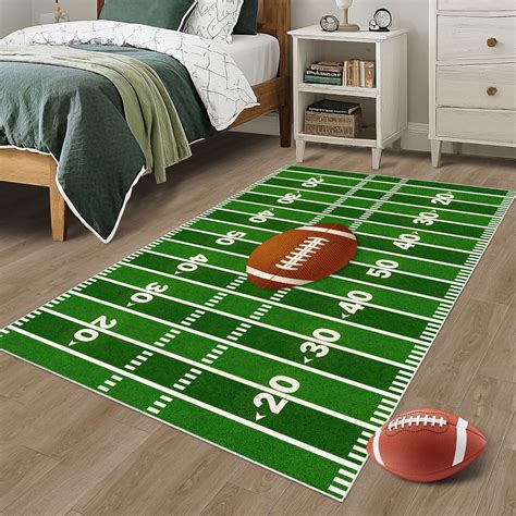 Amazon.com: Football Field Rug for Kids Room: 3x5 Non-Slip Sport Area ...
