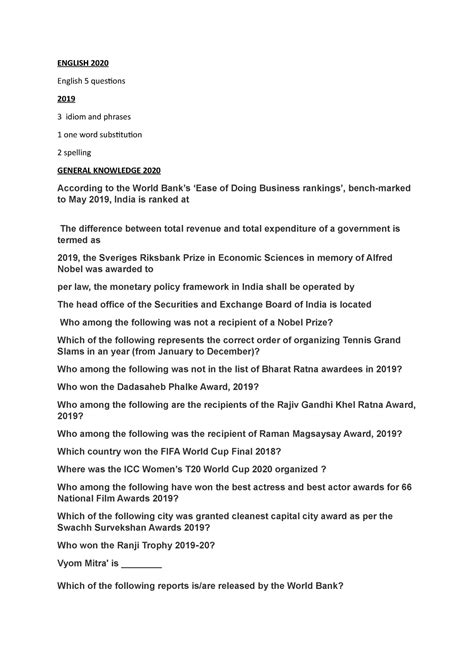 2020 - dsvbdsfb - ENGLISH 2020 English 5 questions 2019 3 idiom and ...