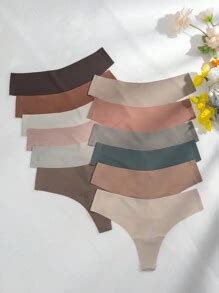 12packs Solid Simple Sexy Thongs | SHEIN